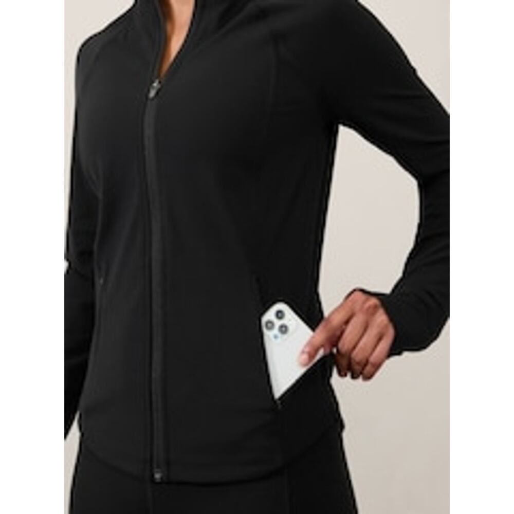 Athleta Utility Jacket Through Gym Saturation Ribbed Black Size Small